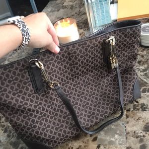 Dark brown signature Coach tote
